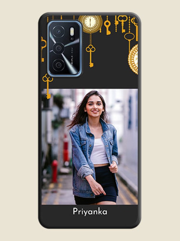 Custom Decorative Design with Text on Space Black Custom Soft Matte Back Cover - Oppo A16