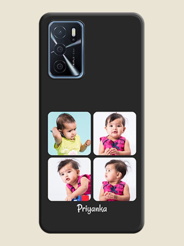 Custom Floral Art with 6 Image Holder on Photo on Space Black Soft Matte Mobile Case - Oppo A16