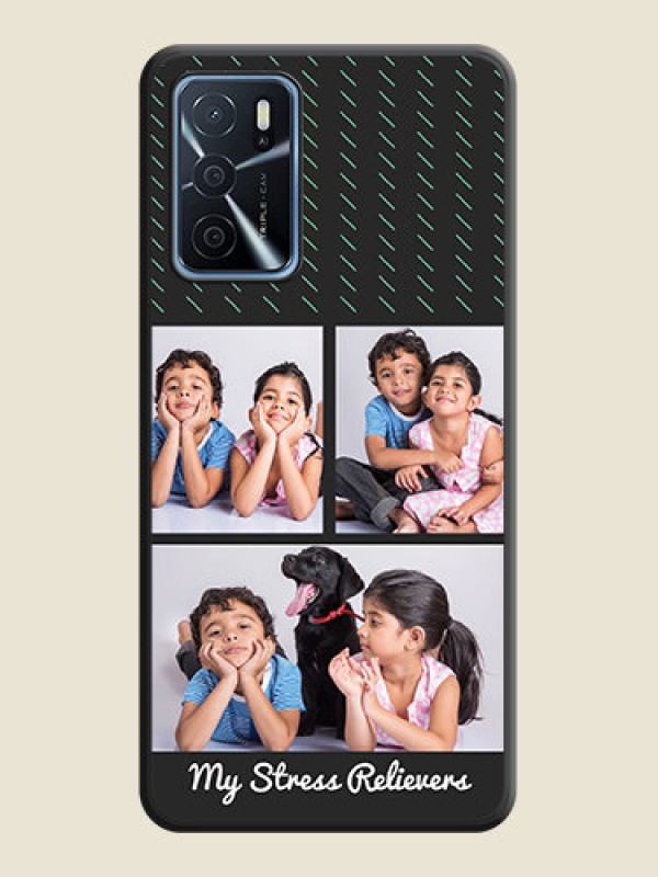 Custom Cross Dotted Pattern with 2 Image Holder  on Personalised Space Black Soft Matte Cases - Oppo A16