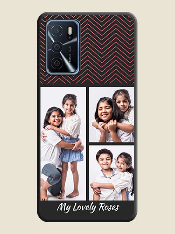 Custom Wave Pattern with 3 Image Holder on Space Black Custom Soft Matte Back Cover - Oppo A16