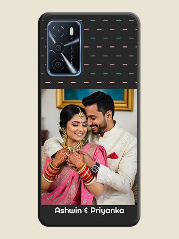 Custom Line Pattern Design with Text on Space Black Custom Soft Matte Phone Back Cover - Oppo A16