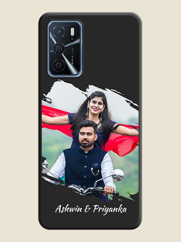 Custom Grunge Brush Strokes on Photo on Space Black Soft Matte Back Cover - Oppo A16