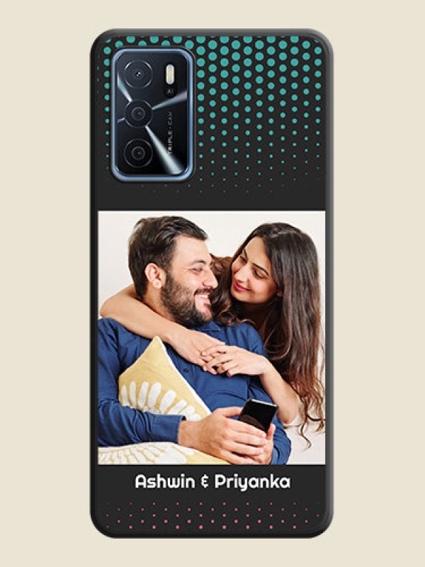 Custom Faded Dots with Grunge Photo Frame and Text on Space Black Custom Soft Matte Phone Cases - Oppo A16