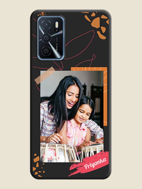 Custom Orange Photo Frame on Space Black Custom Soft Matte Phone Back Cover - Oppo A16