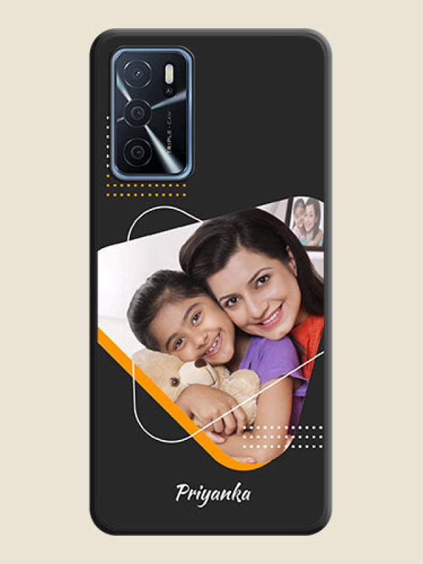 Custom Yellow Triangle on Photo on Space Black Soft Matte Phone Cover - Oppo A16