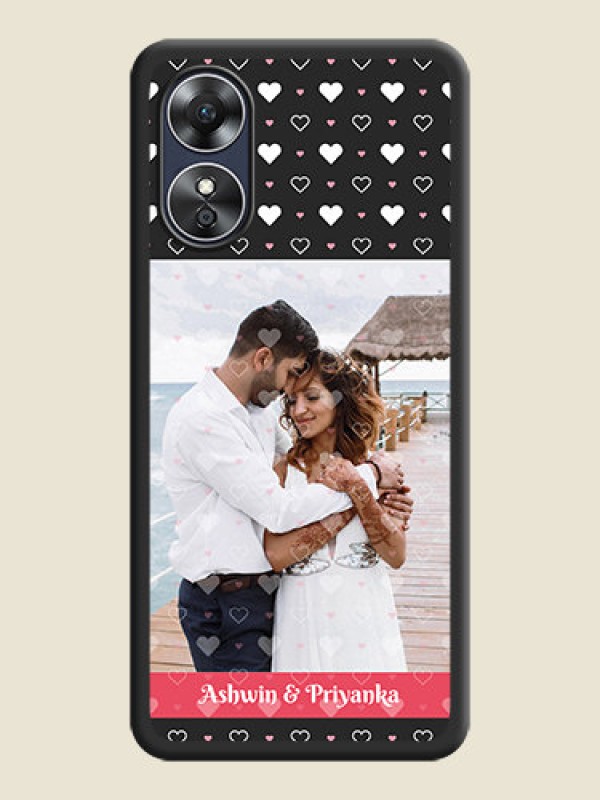 Custom White Color Love Symbols with Text Design on Photo on Space Black Soft Matte Phone Cover - Oppo A17