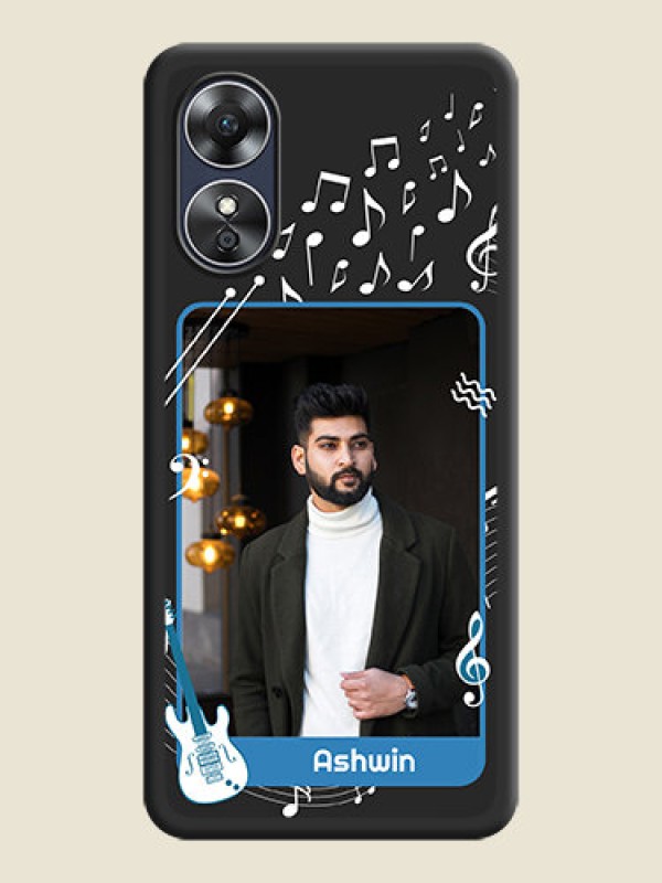Custom Musical Theme Design with Text on Photo on Space Black Soft Matte Mobile Case - Oppo A17