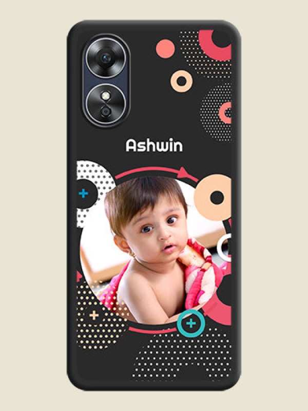 Custom Multicoloured Round Image on Personalised Space Black Soft Matte Cases - Oppo A17