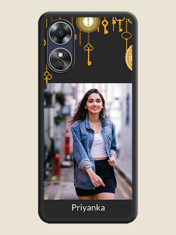 Custom Decorative Design with Text on Space Black Custom Soft Matte Back Cover - Oppo A17