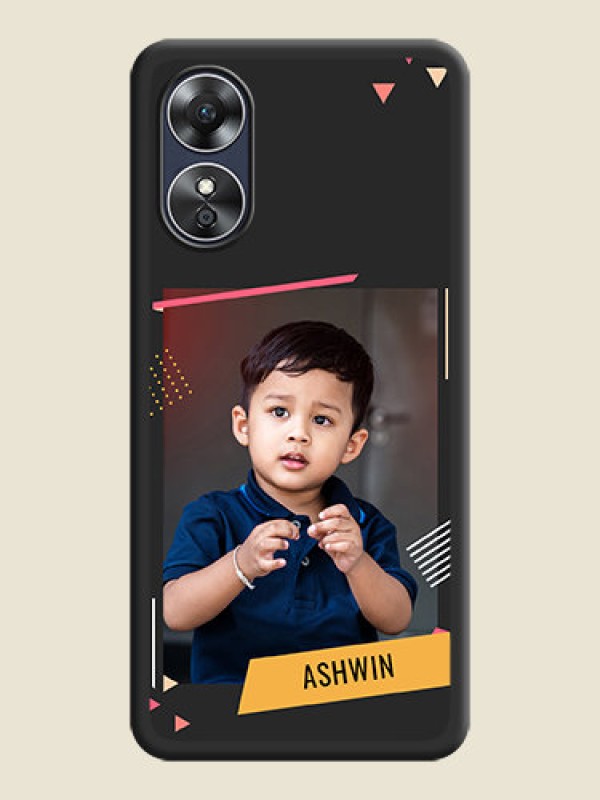 Custom Photo Frame with Triangle Small Dots on Photo on Space Black Soft Matte Back Cover - Oppo A17