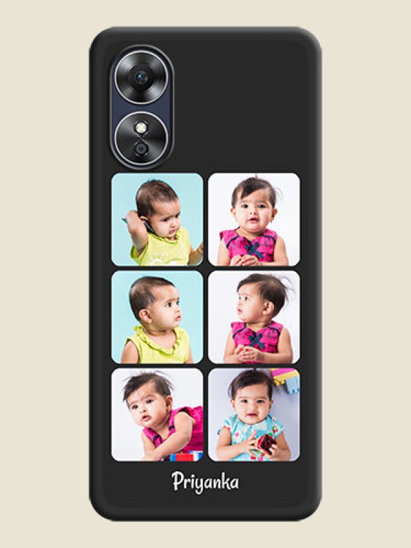 Custom Floral Art with 6 Image Holder on Photo on Space Black Soft Matte Mobile Case - Oppo A17