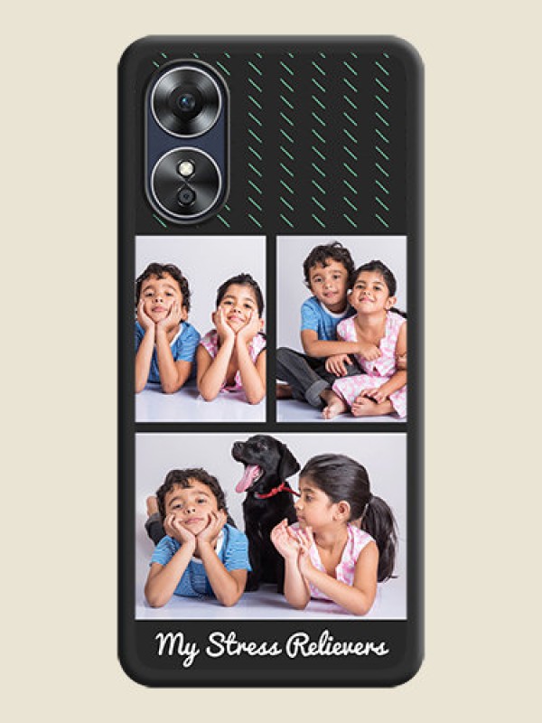 Custom Cross Dotted Pattern with 2 Image Holder  on Personalised Space Black Soft Matte Cases - Oppo A17