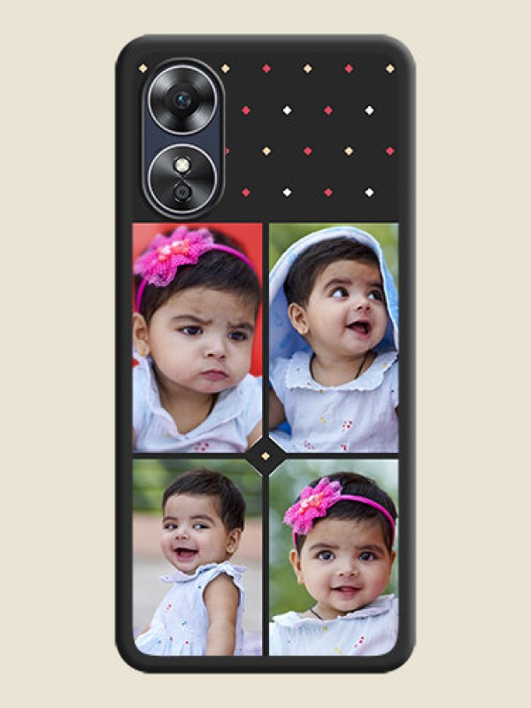 Custom Multicolor Dotted Pattern with 4 Image Holder on Space Black Custom Soft Matte Phone Cases - Oppo A17