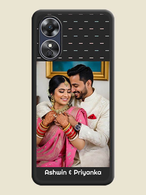 Custom Line Pattern Design with Text on Space Black Custom Soft Matte Phone Back Cover - Oppo A17