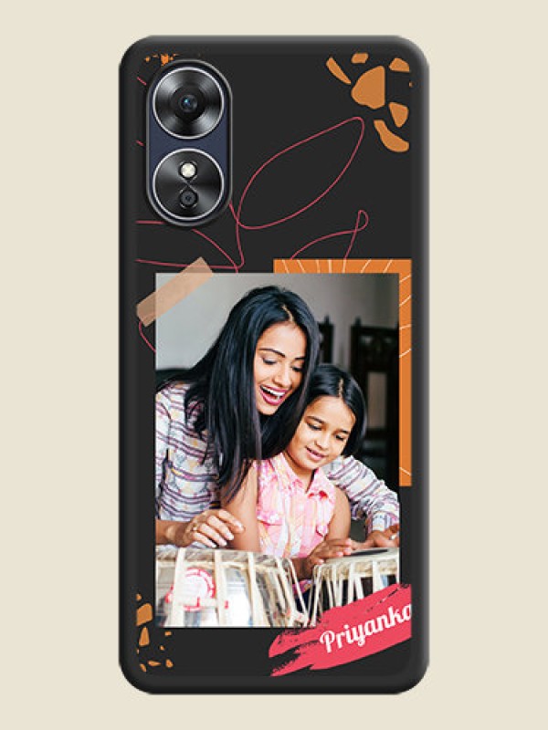 Custom Orange Photo Frame on Space Black Custom Soft Matte Phone Back Cover - Oppo A17