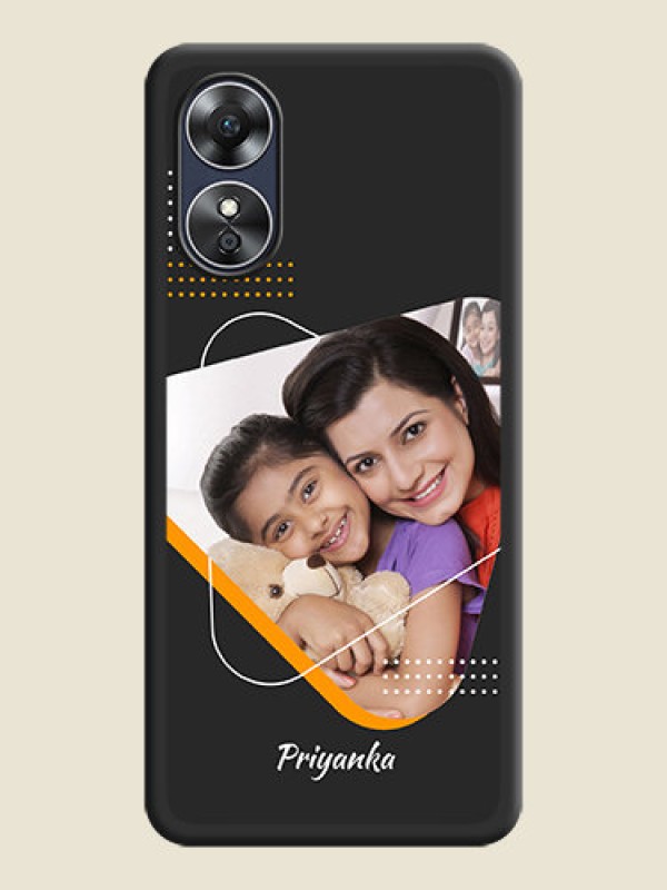 Custom Yellow Triangle on Photo on Space Black Soft Matte Phone Cover - Oppo A17