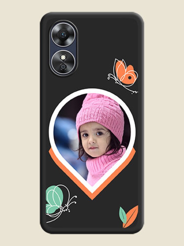 Custom Upload Pic With Simple Butterly Design On Space Black Personalized Soft Matte Phone Covers -Oppo A17