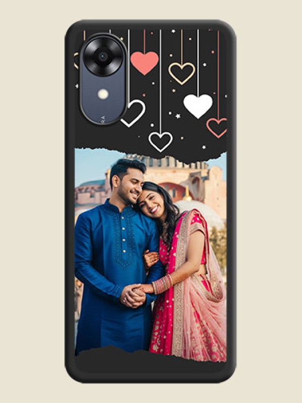 Custom Love Hangings with Splash Wave Picture on Space Black Custom Soft Matte Phone Back Cover - Oppo A17k
