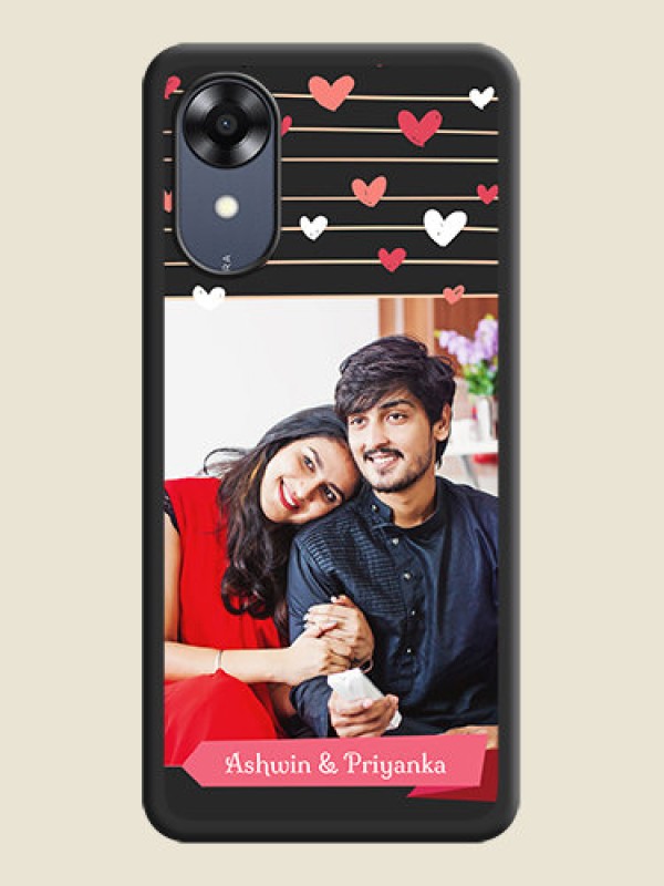 Custom Love Pattern with Name on Pink Ribbon  on Photo on Space Black Soft Matte Back Cover - Oppo A17k