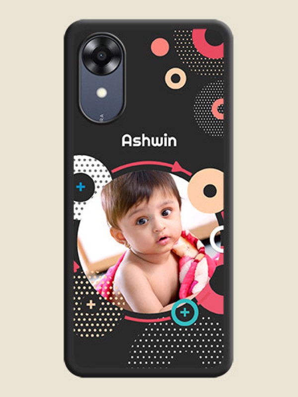 Custom Multicoloured Round Image on Personalised Space Black Soft Matte Cases - Oppo A17k