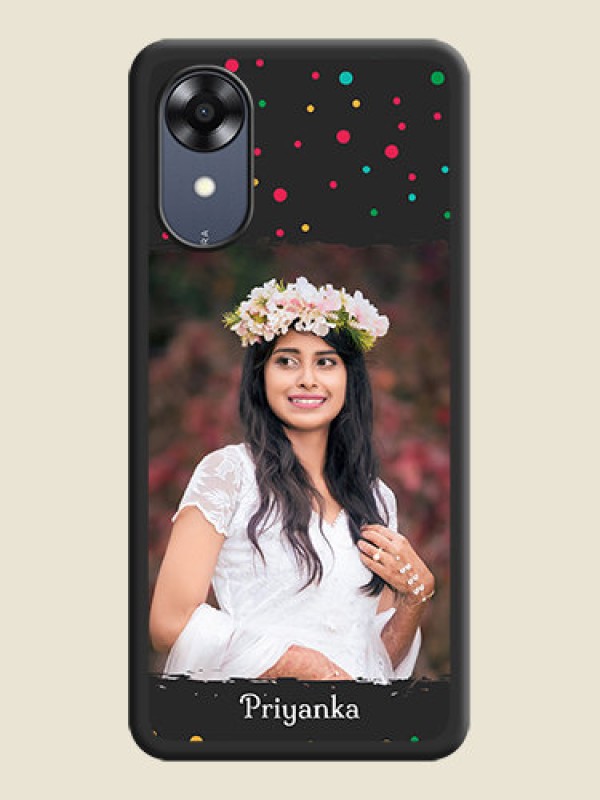 Custom Multicolor Dotted Pattern with Text on Space Black Custom Soft Matte Phone Back Cover - Oppo A17k