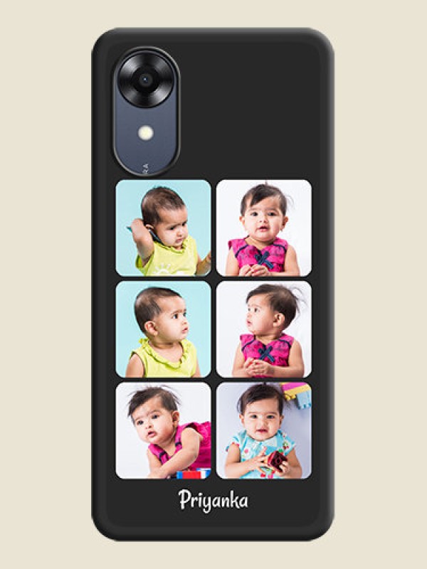 Custom Floral Art with 6 Image Holder on Photo on Space Black Soft Matte Mobile Case - Oppo A17k