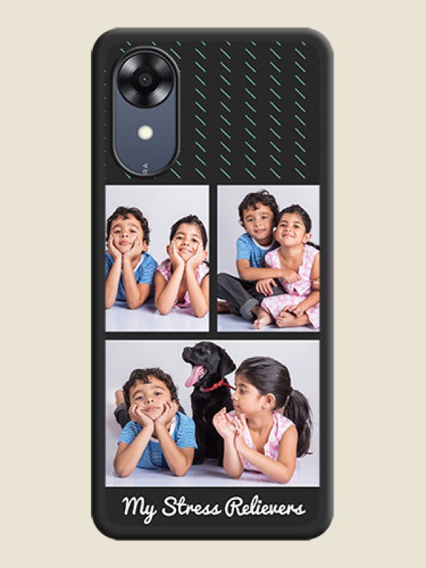 Custom Cross Dotted Pattern with 2 Image Holder  on Personalised Space Black Soft Matte Cases - Oppo A17k