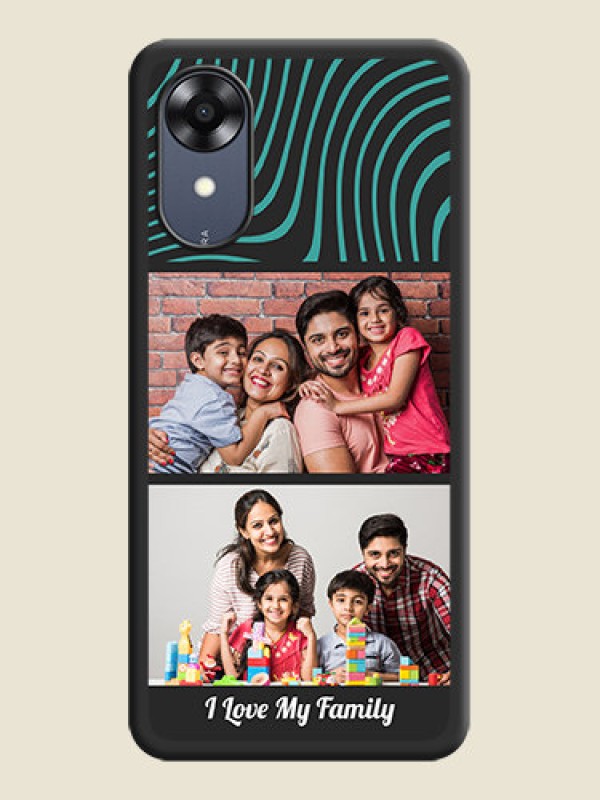 Custom Wave Pattern with 2 Image Holder on Space Black Personalized Soft Matte Phone Covers - Oppo A17k