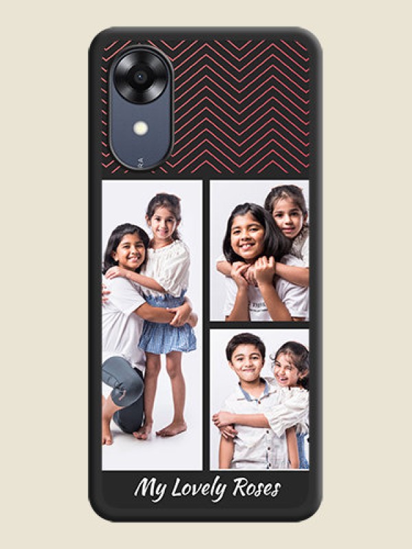 Custom Wave Pattern with 3 Image Holder on Space Black Custom Soft Matte Back Cover - Oppo A17k