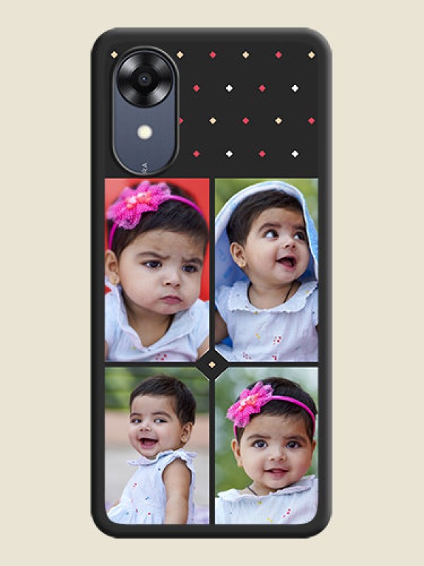 Custom Multicolor Dotted Pattern with 4 Image Holder on Space Black Custom Soft Matte Phone Cases - Oppo A17k