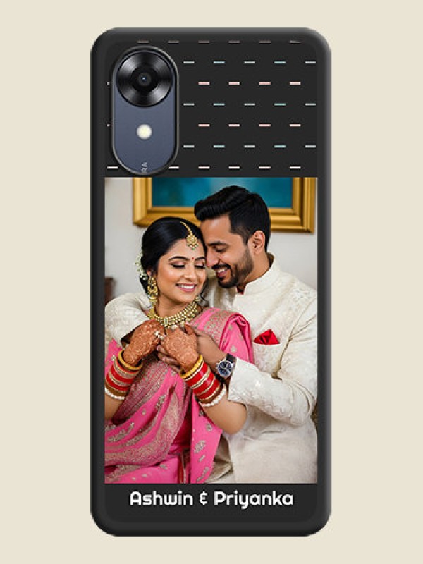 Custom Line Pattern Design with Text on Space Black Custom Soft Matte Phone Back Cover - Oppo A17k