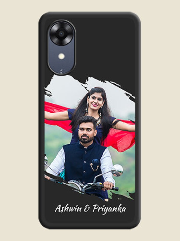 Custom Grunge Brush Strokes on Photo on Space Black Soft Matte Back Cover - Oppo A17k