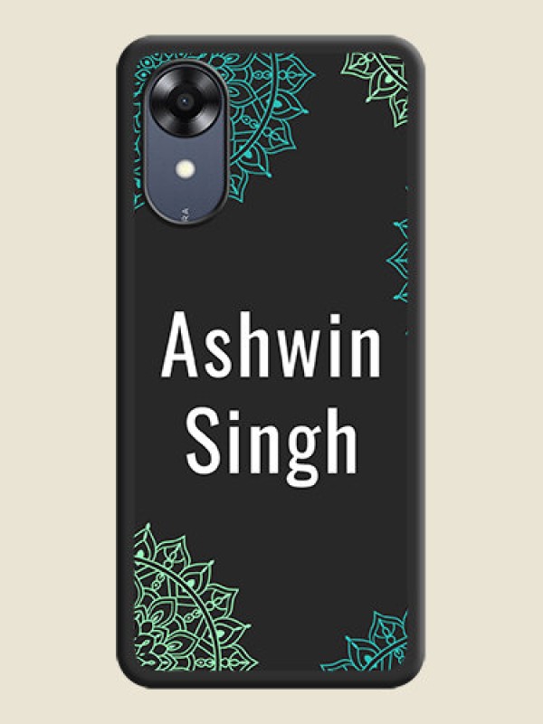 Custom Your Name with Floral Design on Space Black Custom Soft Matte Back Cover - Oppo A17k