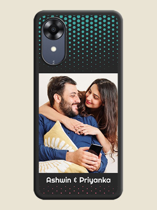 Custom Faded Dots with Grunge Photo Frame and Text on Space Black Custom Soft Matte Phone Cases - Oppo A17k
