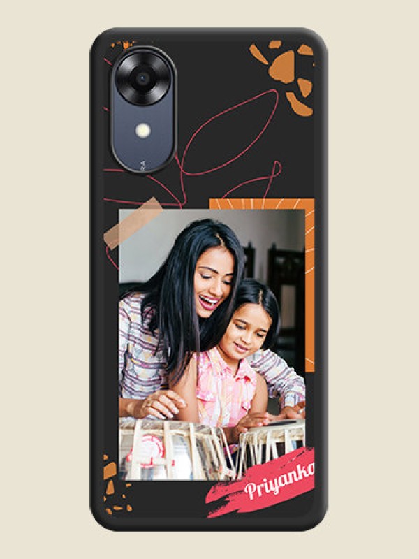Custom Orange Photo Frame on Space Black Custom Soft Matte Phone Back Cover - Oppo A17k