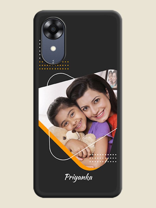 Custom Yellow Triangle on Photo on Space Black Soft Matte Phone Cover - Oppo A17k