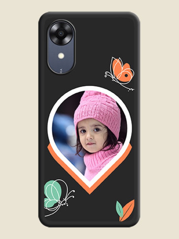 Custom Upload Pic With Simple Butterly Design On Space Black Personalized Soft Matte Phone Covers -Oppo A17K