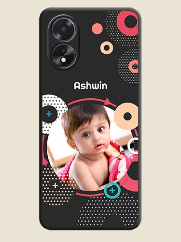 Custom Multicoloured Round Image on Personalised Space Black Soft Matte Cases - Oppo A18