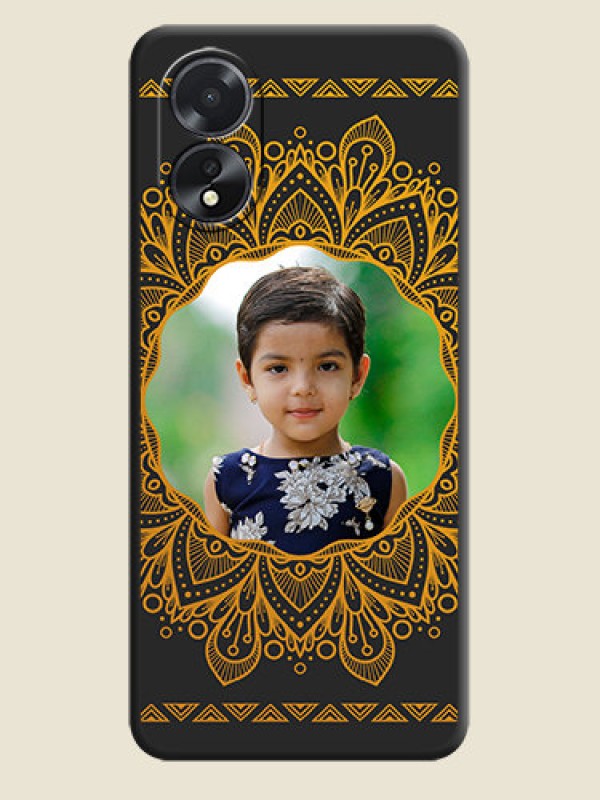Custom Round Image with Floral Design - Photo on Space Black Soft Matte Mobile Cover - Oppo A18