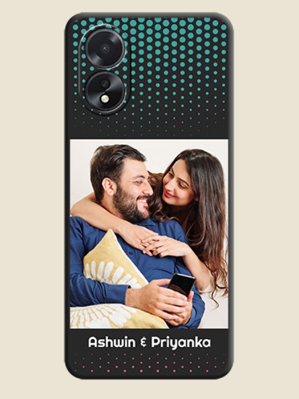Custom Faded Dots with Grunge Photo Frame and Text on Space Black Custom Soft Matte Phone Cases - Oppo A18