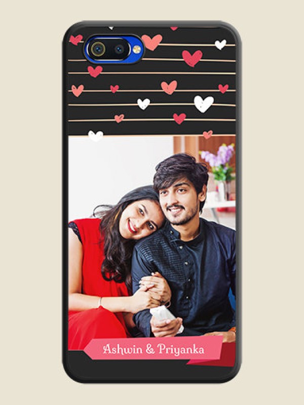 Custom Love Pattern with Name on Pink Ribbon  on Photo on Space Black Soft Matte Back Cover - Oppo A1k