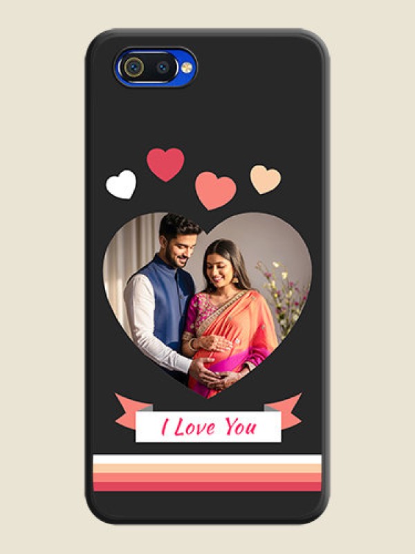 Custom Love Shaped Photo with Colorful Stripes on Personalised Space Black Soft Matte Cases - Oppo A1k