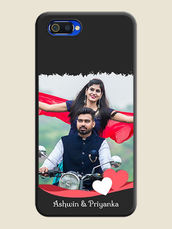 Custom Pin Color Love Shaped Ribbon Design with Text on Space Black Custom Soft Matte Phone Back Cover - Oppo A1k