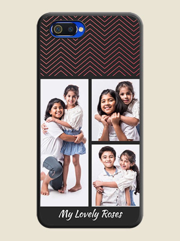 Custom Wave Pattern with 3 Image Holder on Space Black Custom Soft Matte Back Cover - Oppo A1k