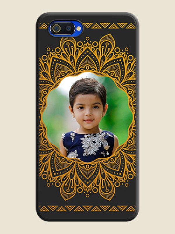 Custom Round Image with Floral Design on Photo on Space Black Soft Matte Mobile Cover - Oppo A1k