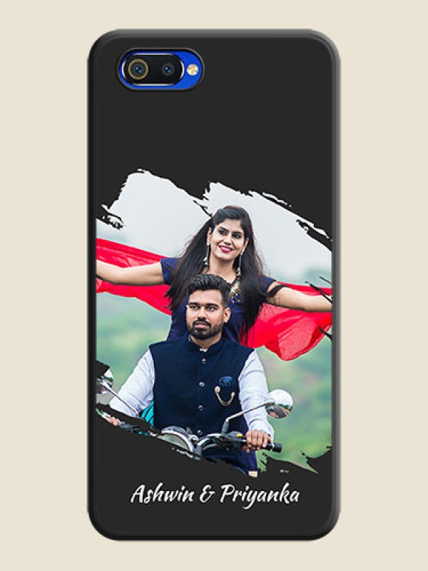 Custom Grunge Brush Strokes on Photo on Space Black Soft Matte Back Cover - Oppo A1k