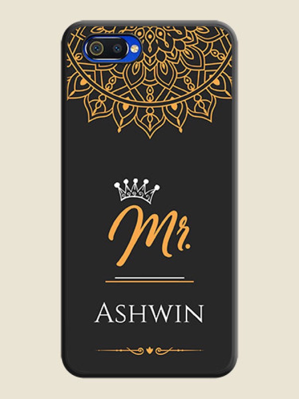 Custom Mr Name with Floral Design  on Personalised Space Black Soft Matte Cases - Oppo A1k