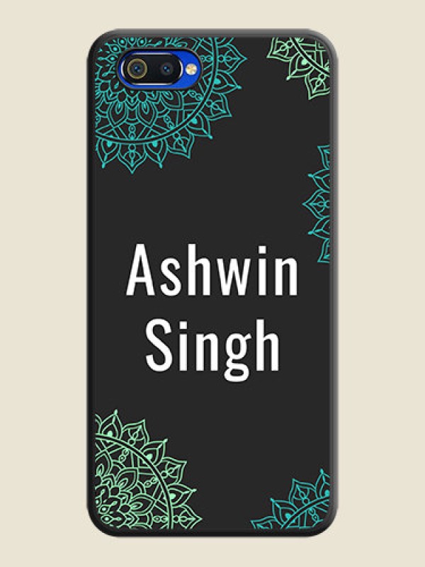 Custom Your Name with Floral Design on Space Black Custom Soft Matte Back Cover - Oppo A1k