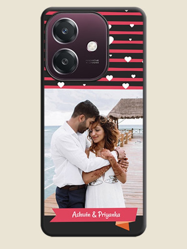 Custom White Color Love Symbols with Pink Lines Pattern On Space Black Custom Soft Matte Mobile Back Cover - Oppo A3 5G