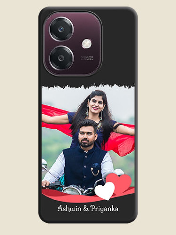 Custom Pin Color Love Shaped Ribbon Design with Text On Space Black Custom Soft Matte Mobile Back Cover - Oppo A3 5G